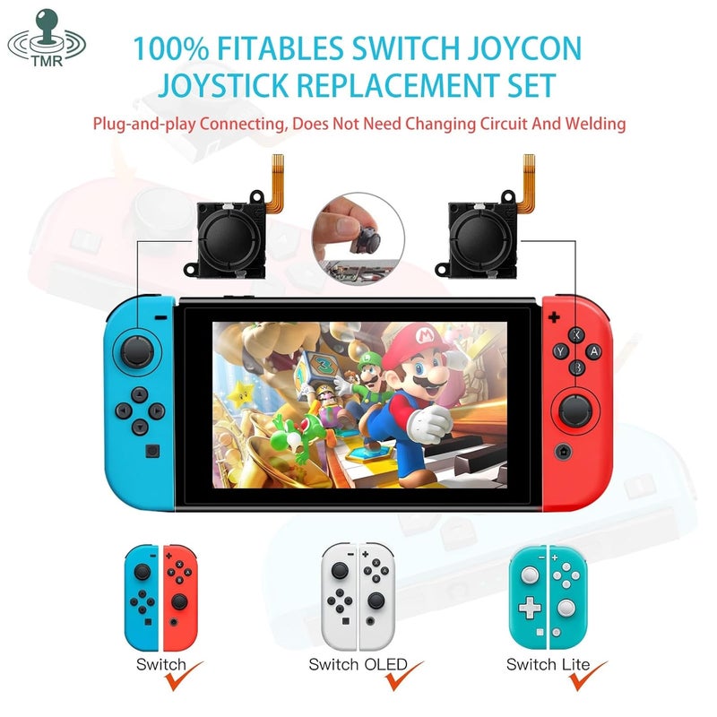 Wechip for GuliKit TMR Switch Joystick Replacement, No Drift, High Precision, 2Pcs TMR Electromagnetic Joycon Joystick Without Repair Kit, 4 Colors Thumbstick Caps, Compatible with Switch/OLED/Lite Joysticks - Image 2